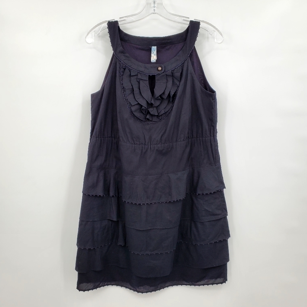 Anthropologie Maeve 100% Cotton Tiered Ruffle Keyhole Neckline Casual Dress